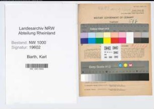 Entnazifizierung Karl Barth, geb. 27.07.1887 (Angestellter)
