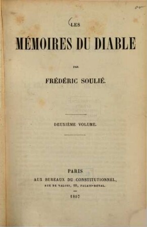 Les mémoires du diable par Frédéric Soulié, 2