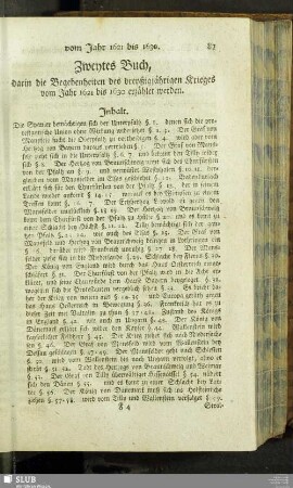 Zweytes Buch, darin die Begebenheiten des dreißigjährigen Krieges vom Jahr 1621 bis 1630 erzählet werden