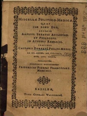 Miscellae Politico-Medicae