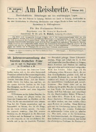 Nr. 10 Oktober 1912.