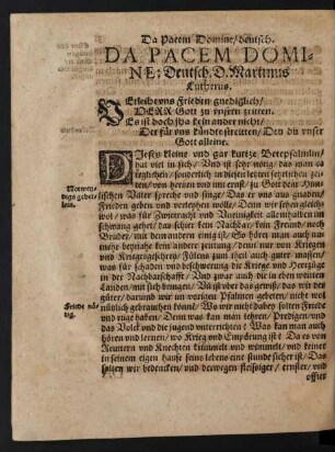 Da Pacem Domine: Deutsch.