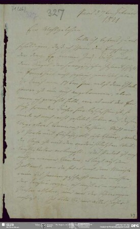 Eigenh. Brief von August Wilhelm von Schlegel an Buchhandlung Eduard Weber  mit gedr. Beilage in Sanskrit, Paris, 07.02.1821