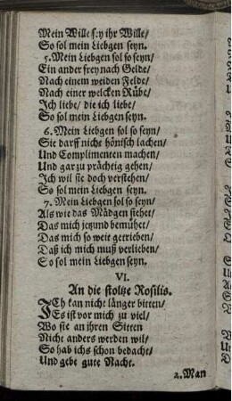 VI. An die stoltze Rosilis