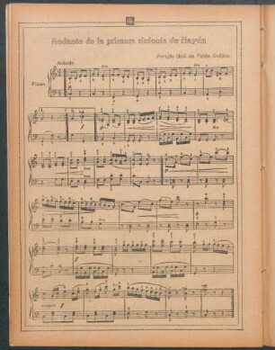 Andante de la primera sinfonía de Haydn : Arreglo fácil de Pablo Gallico