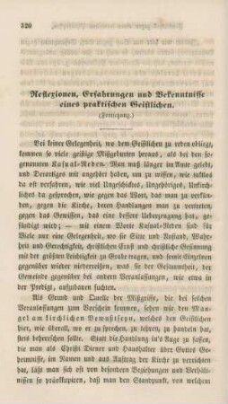 320-324 Reflexionen, Erfahrungen und Bekenntnisse eines praktischen Geistlichen : Fortsetzung