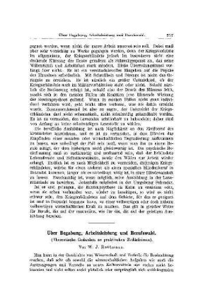 Über Begabung, Arbeitsleistung und Berufswahl : (Theoretische Gedanken zu praktischen Bedürfnissen)