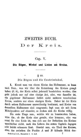 Cap. V. Die Bögen, Winkel und Linien am Kreise.