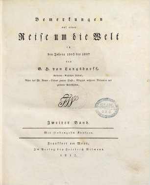 Bemerkungen auf einer Reise um die Welt in den Jahren 1803 bis 1807, 2