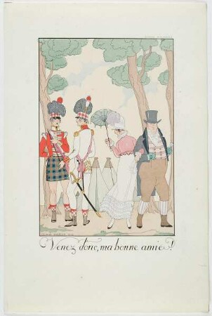 "Venez donc, ma bonne amie!", aus dem Mode-Almanach "Falbalas et Fanfreluches 1923"