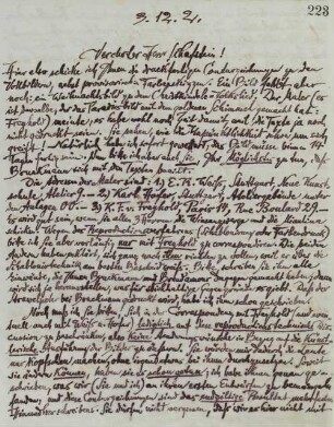Brief an den Verlag Schafstein & Co