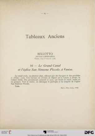 Tableaux anciens (Nr. 16-44) mit Planche VIII-XXII