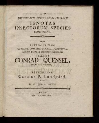 Dissertatio hist.-nat. ignotas insectorum species continens