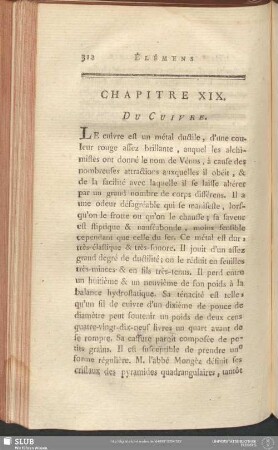 Chapitre XIX. Du Cuivre
