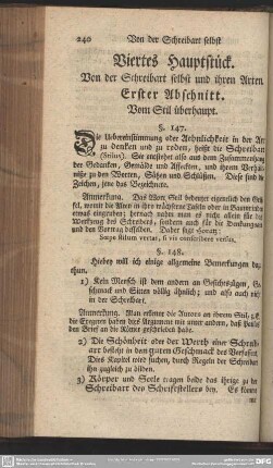 Viertes Hauptstück. Von der Schreibart selbst und ihren Arten