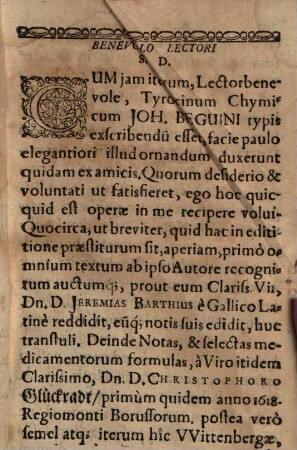 Tyrocinium chymicum Johannis Beguini