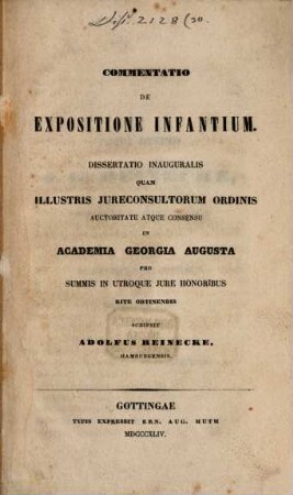 Commentatio de expositione infantium