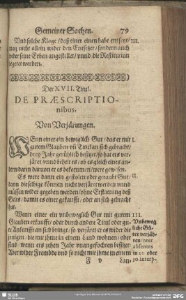 Der XVII. Titul. Von Verjärungen
