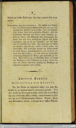 Zweites Kapitel. Behandlung des Pferdes
