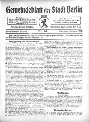 1921,45: Nr. 45, 6. November 1921