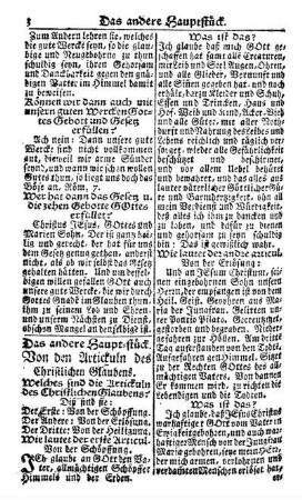 Das andere Haupt-stück - Von den Artickuln des Christlichen Glaubens.