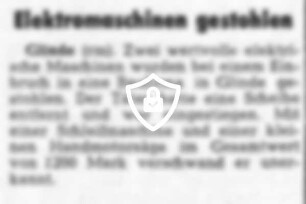 Elektromaschinen gestohlen