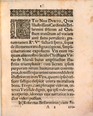 Excerpta Ex Litteris Andreae Evdaemon Ioannis, De Pio Obitv Roberti Cardinalis Bellarmini, è Societate Iesv, Romae XVII. die Septembris anno MDCXXI. vita functi