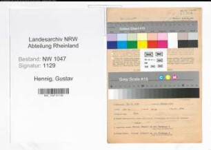 Entnazifizierung Gustav Hennig , geb. 15.01.1885 (Postbeamter)