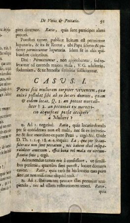 91-100, Casus I. Petrus scit mulierem turpiter viventem ...