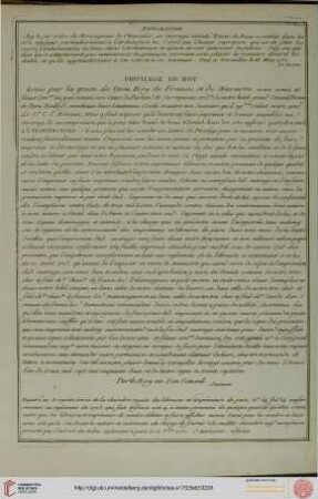 Approbation, Privilége du Roy