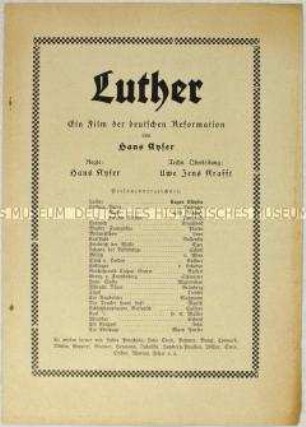 Filmprogramm zu dem deutschen Spielfilm "Luther"
