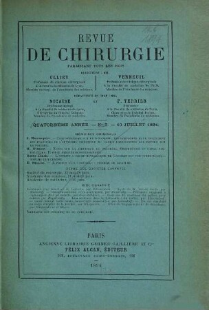 Revue de chirurgie. 14,b. 1894