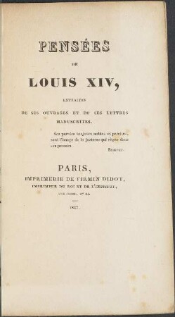 Pensées De Louis XIV