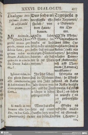 Dialogus trigesimus sextus, de aedificanda Domo