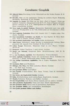 Gerahmte Graphik (Nr. 266-292)