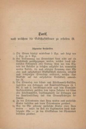 Tarif, nach welchem die Erbschaftssteuer zu erheben ist.