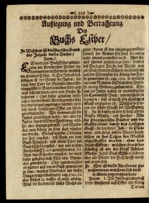 Außlegung und Betrachtung Des Buchs Esther