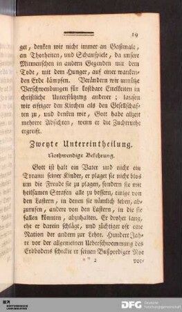 Zweyte Untereintheilung. Nothwendige Bekehrung.