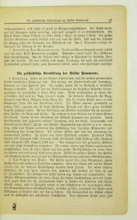 Die geschichtliche Entwicklung der Städte Pommerns