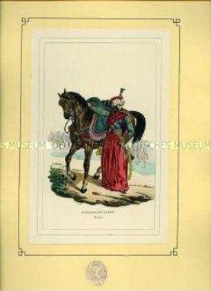 Uniformdarstellung, Mameluk der Kaiserlichen Garde, Frankreich, 1812. Tafel 12 aus: Bellangé: Die Soldaten der französischen Republik und des Kaiserreichs.