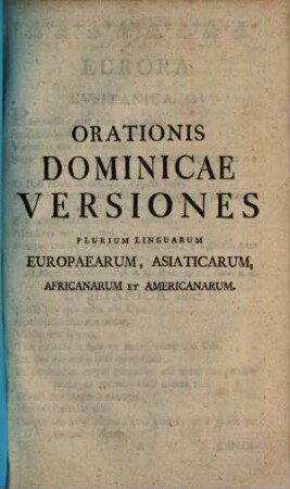 Orationis dominicae Versiones plurium linguarum