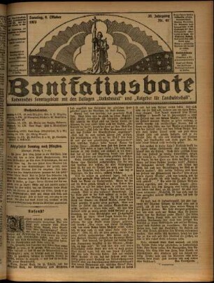 Ausgabe vom Sonntag, den 08. Oktober 1922.