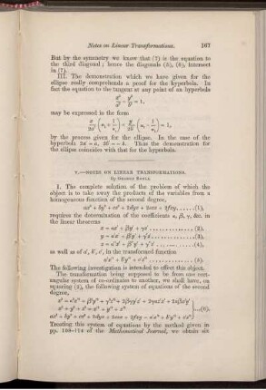 V. Notes on linear transformations.