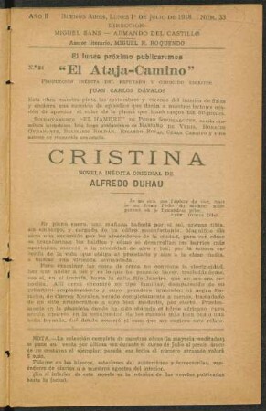 1918000233: Cristina : novela inédita original
