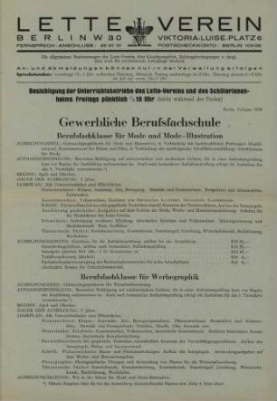 Prospekt der Gewerblichen Berufsfachschule im Lette-Verein
