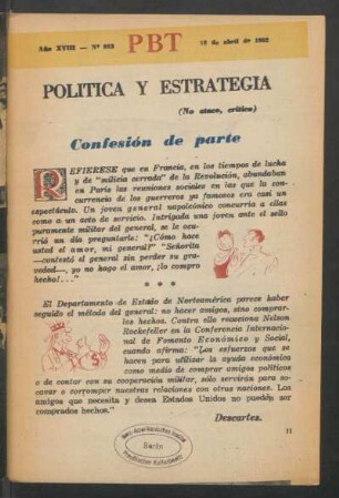 Confesión de parte : Política y estrategia - (No ataco, critico)