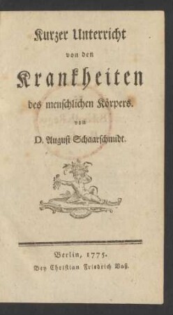 Kurzer Unterricht von den Krankheiten des menschlichen Körpers