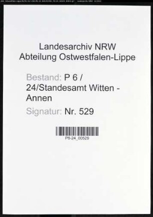 Sterberegister Standesamt Witten-Annen