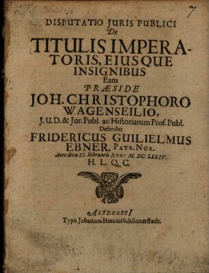 Disputatio iuris publici de titulis imperatoris eiusque insignibus