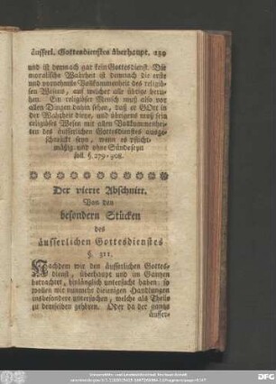 Der vierte Abschnitt. Von den besondern Stücken des äusserlichen Gottesdienstes.